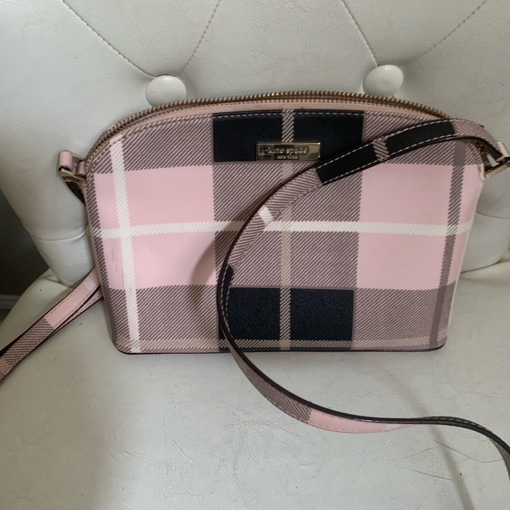 Kate Spade Pink and Black Plaid Crossbody Bag